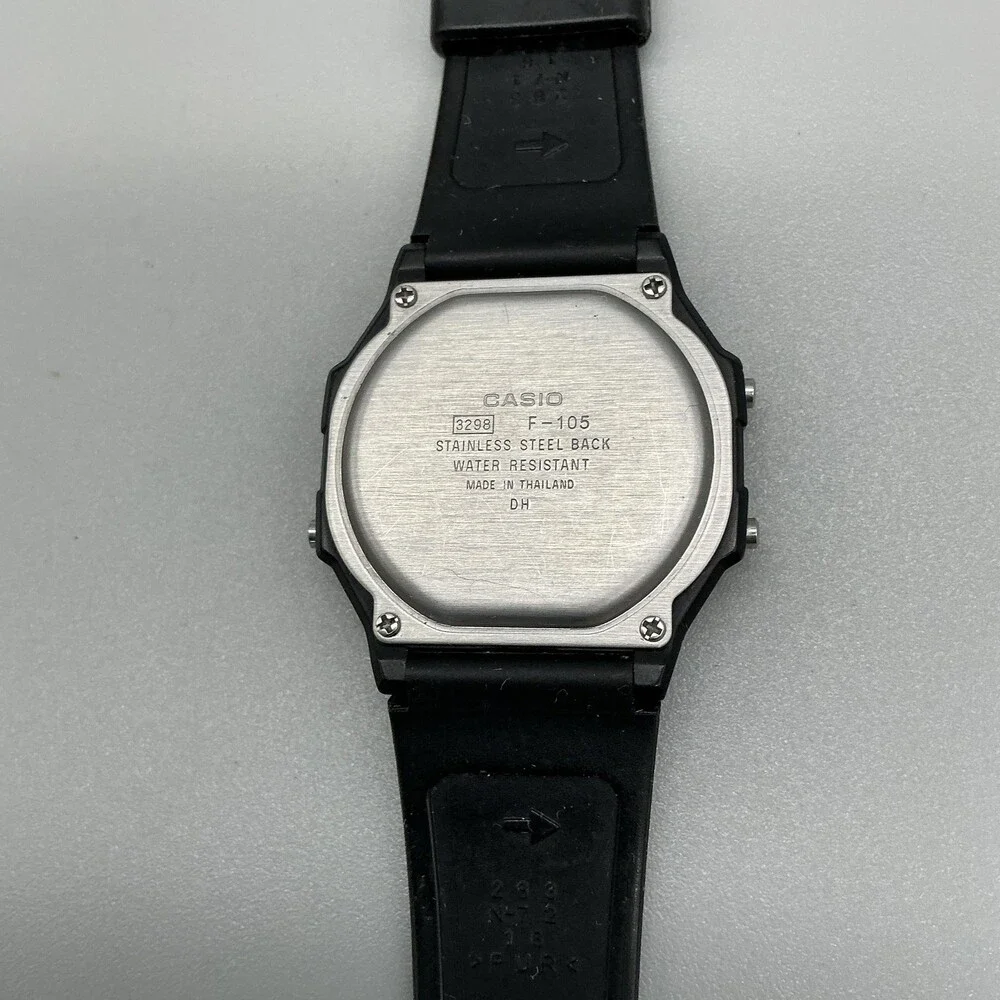 Casio 3298 F-105 Mens Watch 35mm Digital Black Illuminator Alarm Chrono 3298